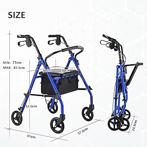 altus rollator classic 4 wheel walker with seat bag