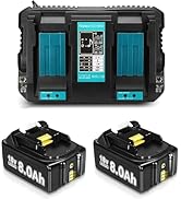 2Pack 8.0Ah BL1860B Battery with DC18RD Charger Compatible with Makita Battery 18V BL1860 BL1860B...