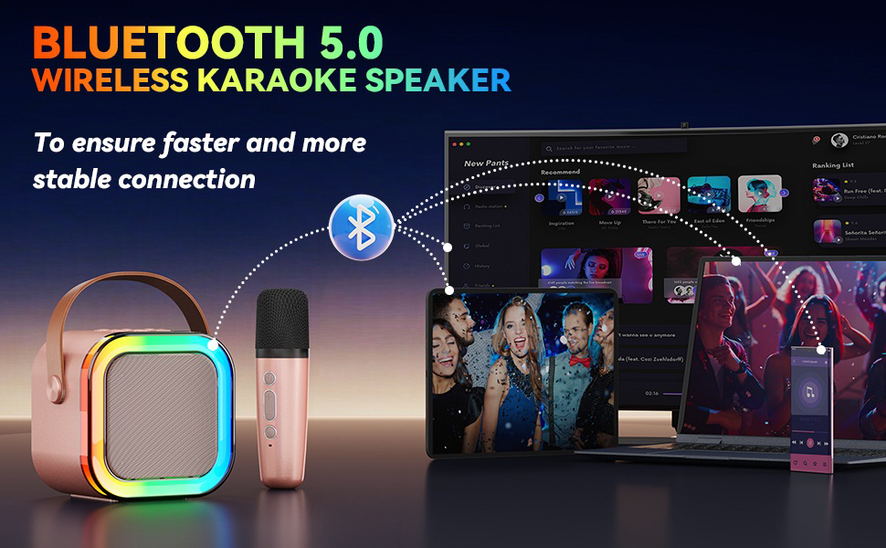 Rechargeable Wireless Mini Portable Bluetooth Karaoke Machine with Microphone