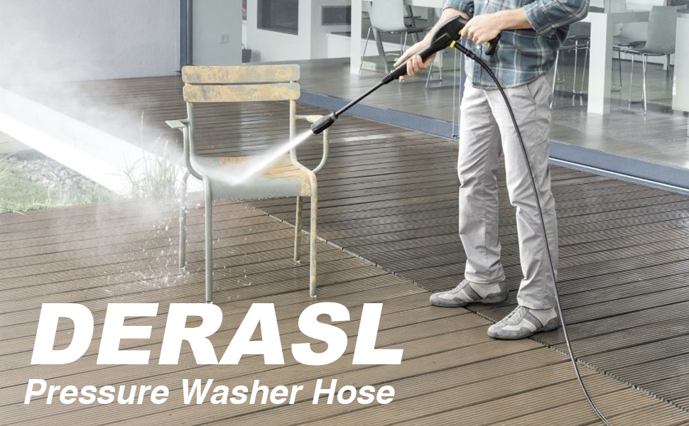 DERASL High Pressure Washer Hose, 25FT, 3300PSI, M2214mm Female Thread