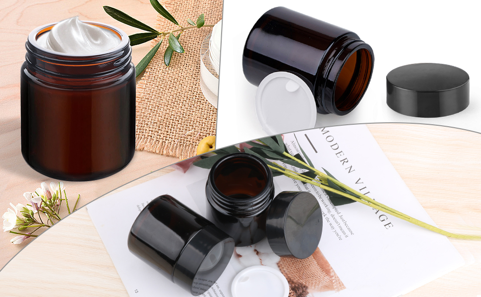 Amber Glass Cream Jar