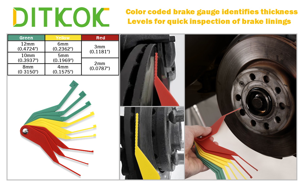 DITKOK 5 Pack 9Piece Brake Pad Thickness Gauge Set, Brake