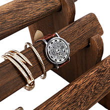 brown wooden 4 tiered jewelry display stand