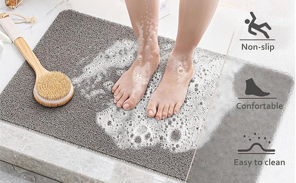Lesolar Non Slip Loofah Shower Mat for Inside Shower Anti Mould Square