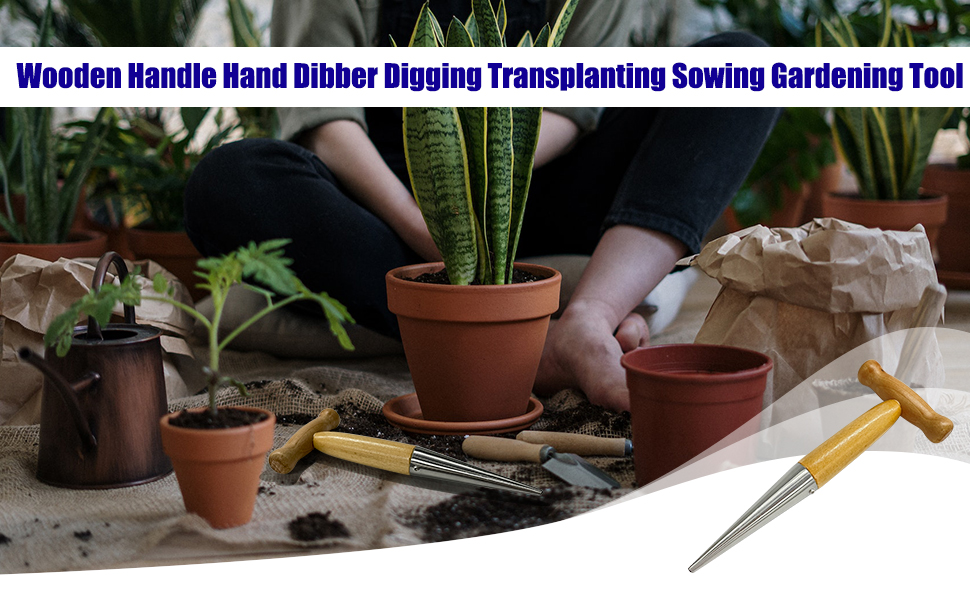 Hand Dibber with Wooden Handle