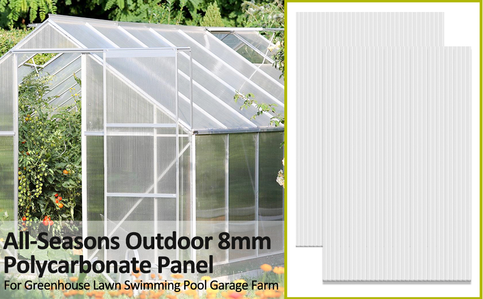 Hangiss 10pcs Polycarbonate Greenhouse Panels, 4'x2'x0.32'' Thickened