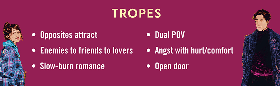 Tropes include opposites attract, dual POV, open door, and more.