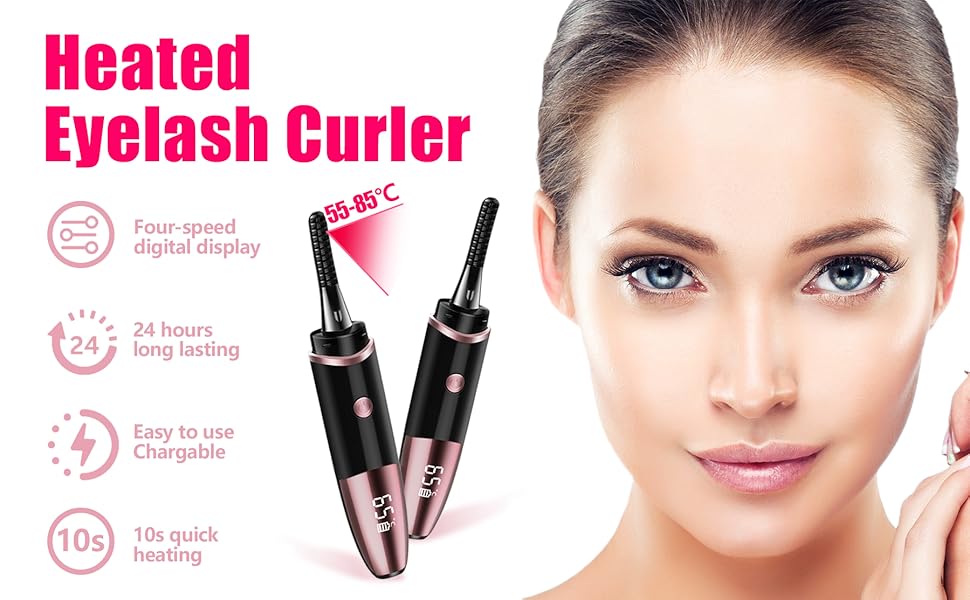 Heated Eyelash Curlers USB Rechargeable Electric Eyelash