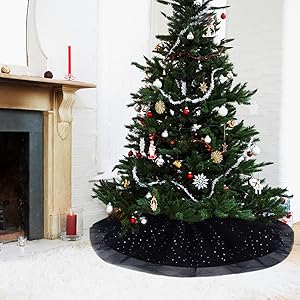 Christmas Tree Skirt Ruffle Glitter Shiny