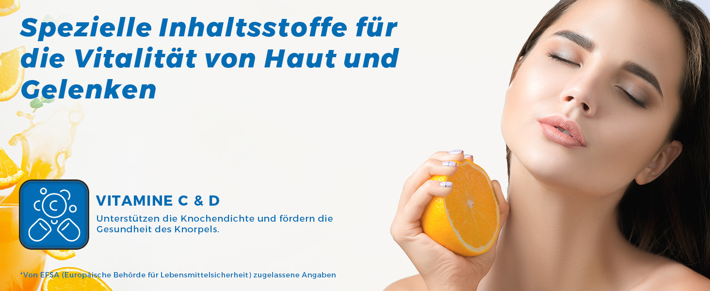 Kollagenpeptide – Kollagen-Supplement – mit Vitamin C und Vitamin D (Vit C + Vit D)