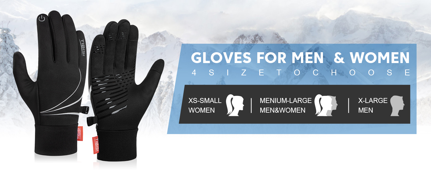 TIBISI Winter Thermal Gloves Men Women, Running Gloves Warm Touch