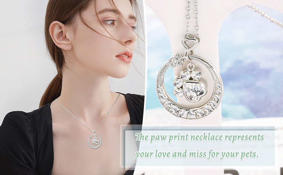 Paw Print Necklace for Women