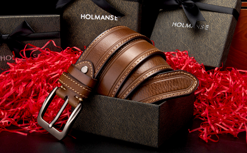 3.9 cm Leather Belt for Men Leather Dress Casual Work Belt for Jean