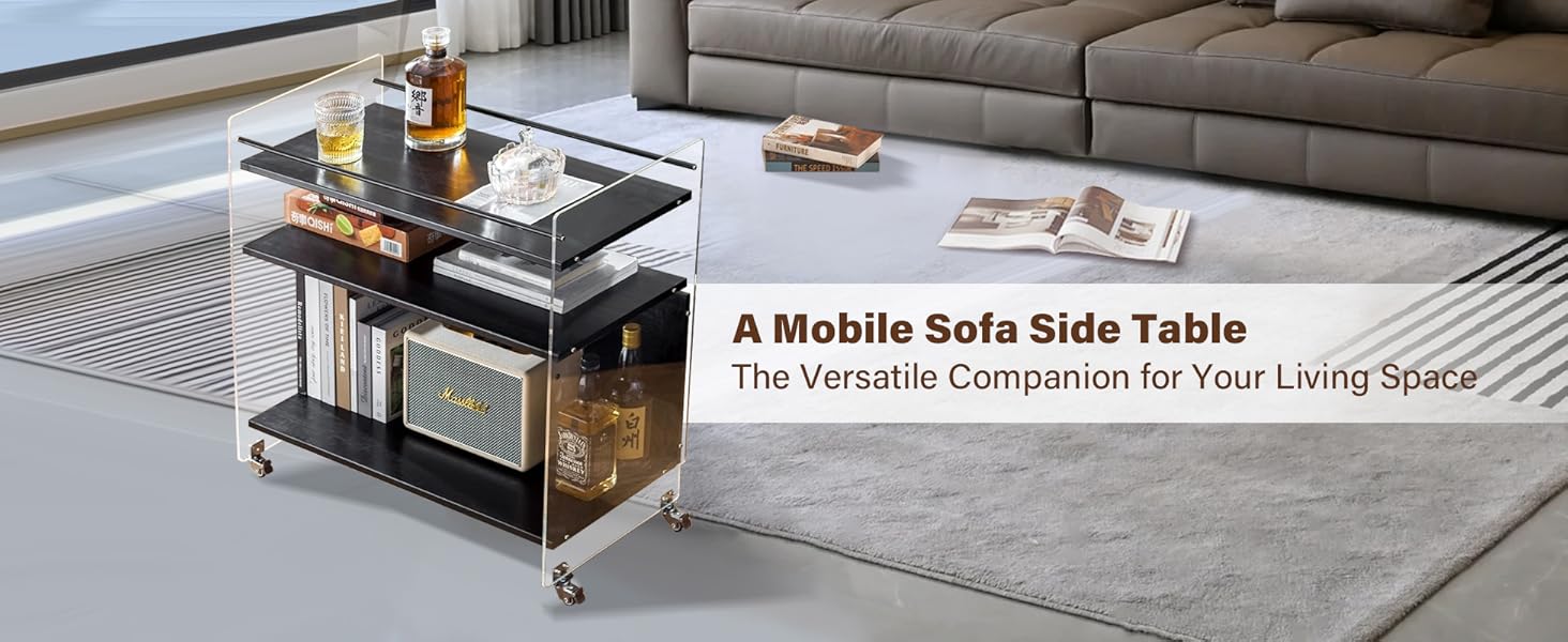 Yoleduo End Table, 3Tier Narrow Side Table with Storage