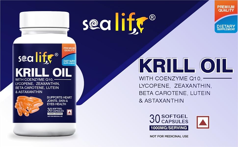 Sea Life Krill Oil 1000 mg Softgel Capsules (30 Softgel) Krill Oil supplement Supports Heart