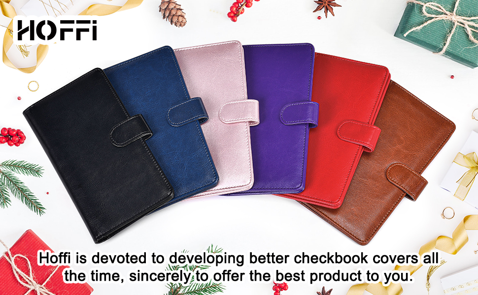 Black Checkbook Covers Leather RFID Check Registers for