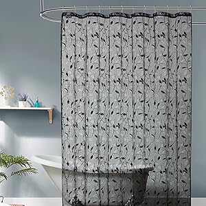Black Leaf Shower Curtain