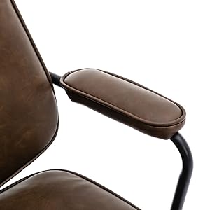 Leather Home Office Chair Swivel Computer Desk Chair Height Adjustable, Brown 13 1