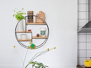 Hawthyhome Circle Wall Shelf Round with 4 Shelves