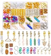 Leeven 129 Pcs Crystal Wire Wrapped Wrapped Adornment Dreadlock Charms Clip Imitation Wood Beads ...