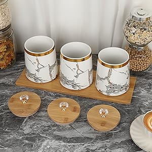 Juego de 3 recipientes para té y café con azúcar