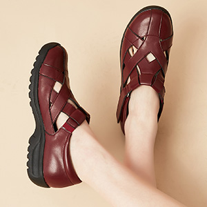 Womens Red Closed Toe Sandals