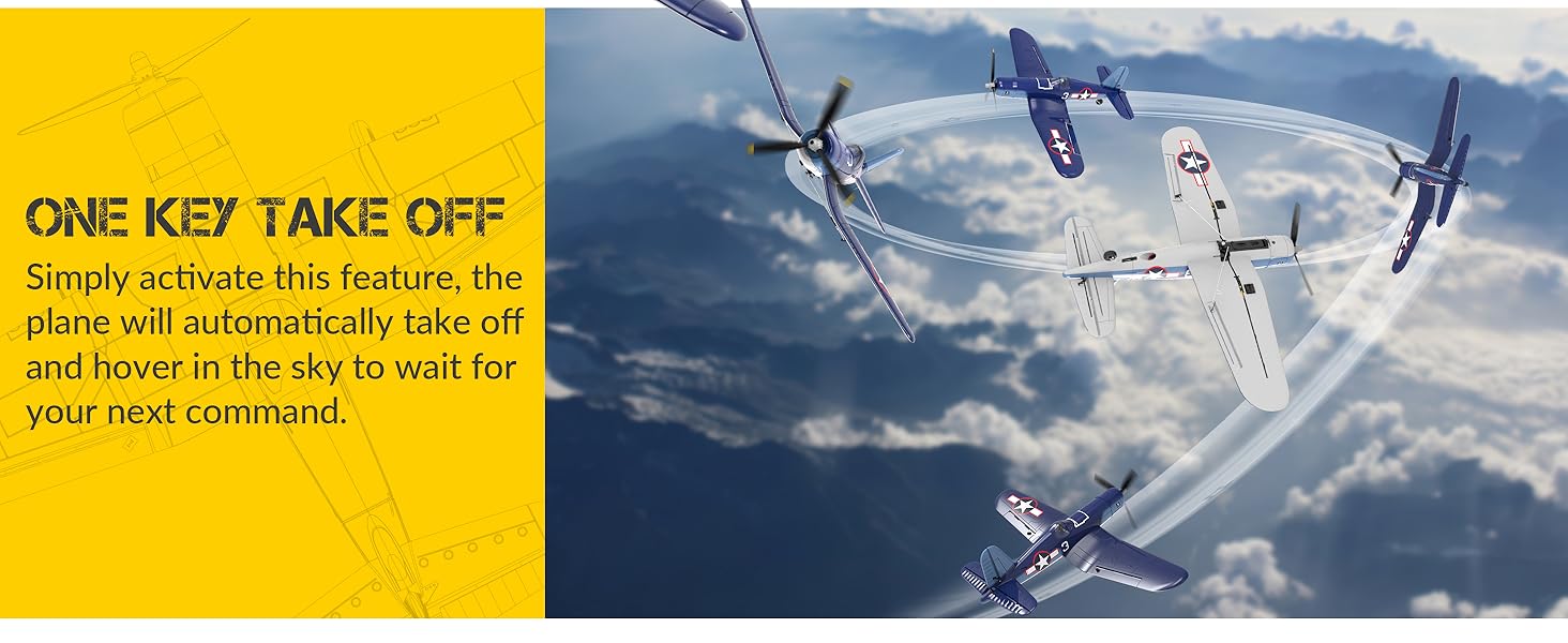 VOLANTEXRC Remote Control Airplane F4U Corsair 2.4Ghz 4CH 6Axis 400mm Stabilizer OneKey