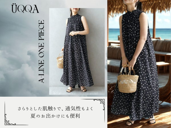 Amazon.co.jp: [UQQA] ドット柄 ワンピース レディース 夏
