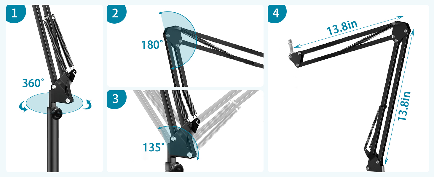 free angles boom arm