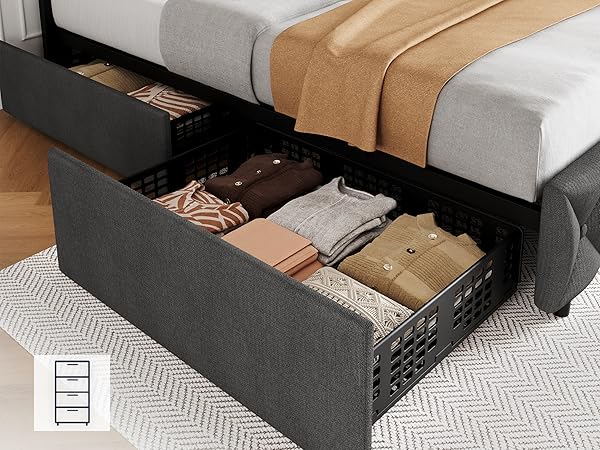 Amazon.com: GAOMON Full Size Bed Frame with 4 Storage