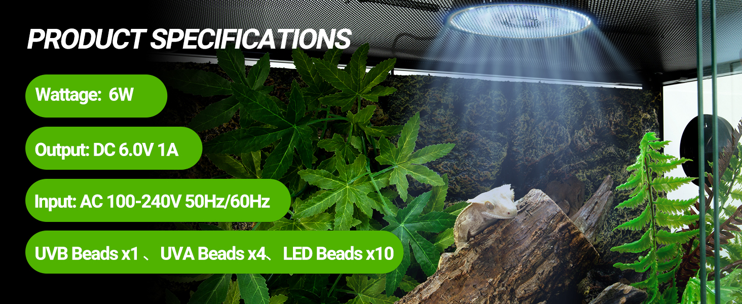 SUKEOPET UVB Reptile Light with Dimming