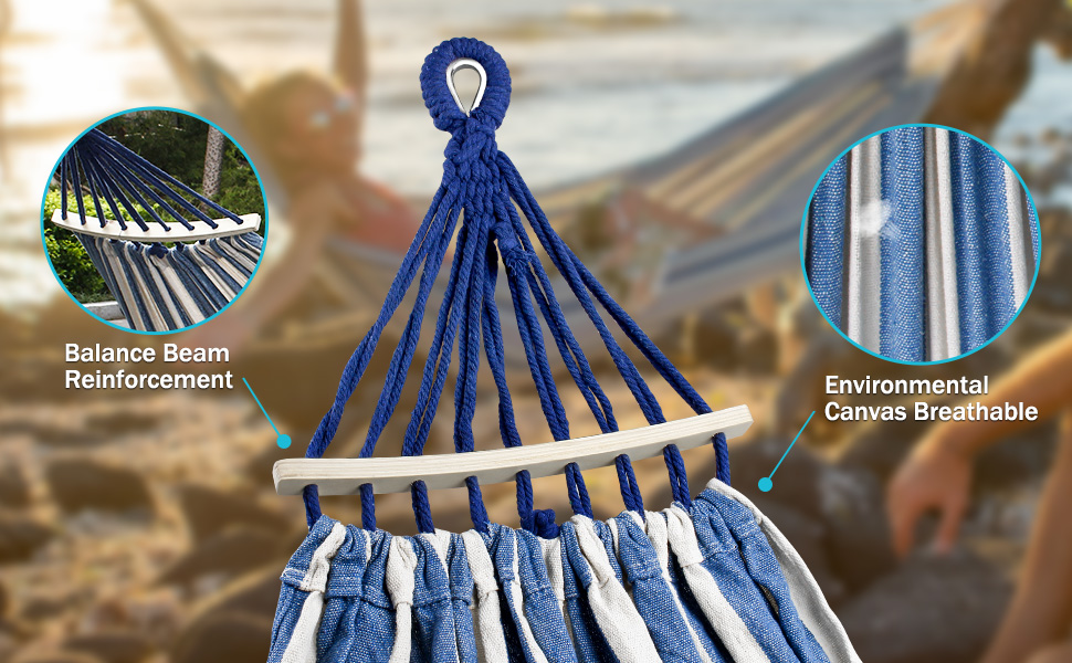 MOSFiATA 275x155cm Hammock with Spreader Bars, Camping Hammock Outdoor