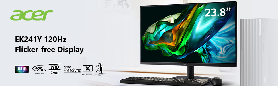 Acer EK241Y Gbi 24in IPS FHD 1920 x 1080 120Hz 1ms Frameless