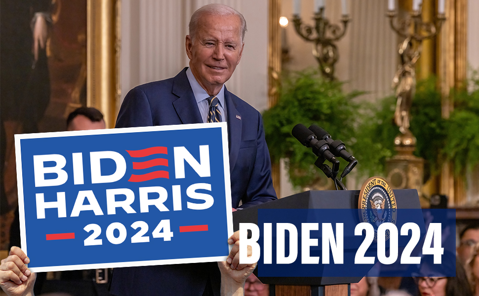 Biden Yard Sign 2024, 24" x 18" DoubleSided Biden Harris 2024 Yard Sign With Stake