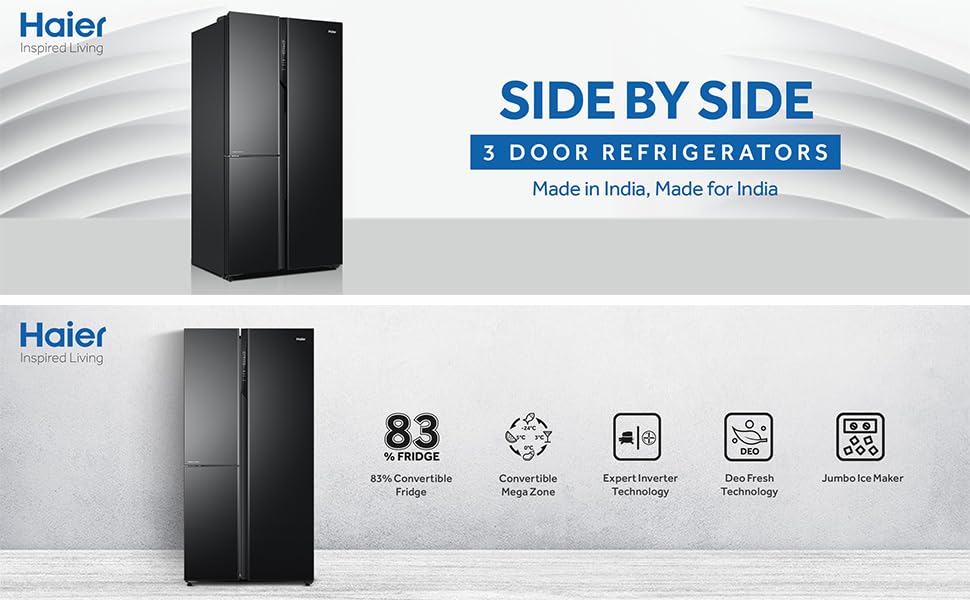 Haier 598L, 3Star, 83 Convertible Fridge Space, Expert Inverter Side