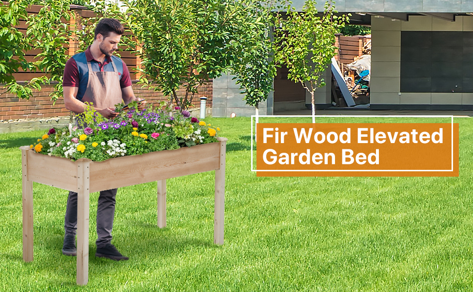 Raised Garden Bed, Elevated Wood Planter Box Outdoor
