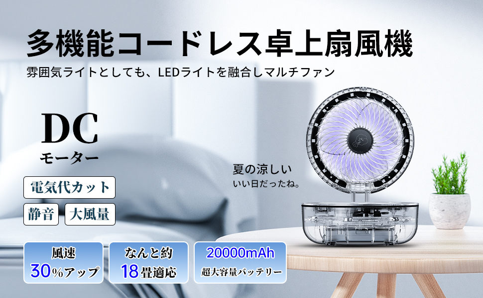 扇風機 折り畳み コードレス 20000mAhバッテリー　サーキュレーター Amazon | 扇風機 折り畳み コードレス 20000mAhバッテリー 最大