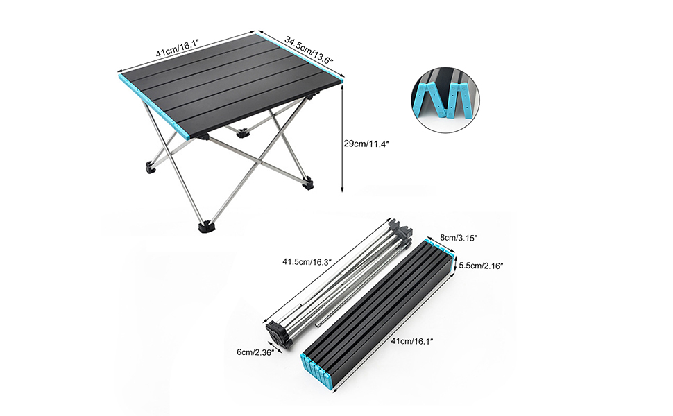 Porssaut Folding Camping Table, Aluminum Alloy Portable Folded Beach