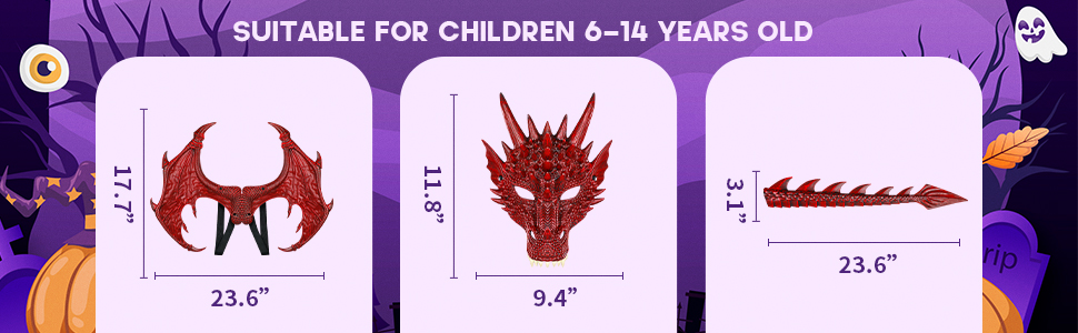 Dragon Costume Kids Dinosaur Wings Tail Mask Set