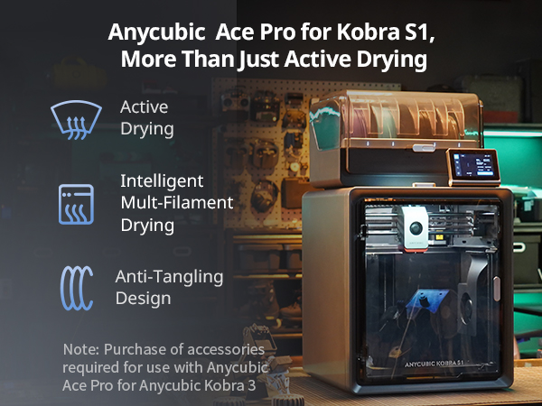 ANYCUBIC Kobra S1 Combo 3Dプリンター ACE Pro付 Anycubic Kobra S1 Combo 3D Printer, 4 Stunning Multicolor