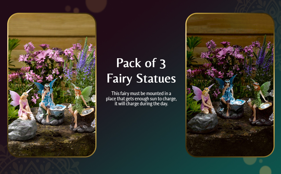Pack Of 3 Fairy Garden Statues
