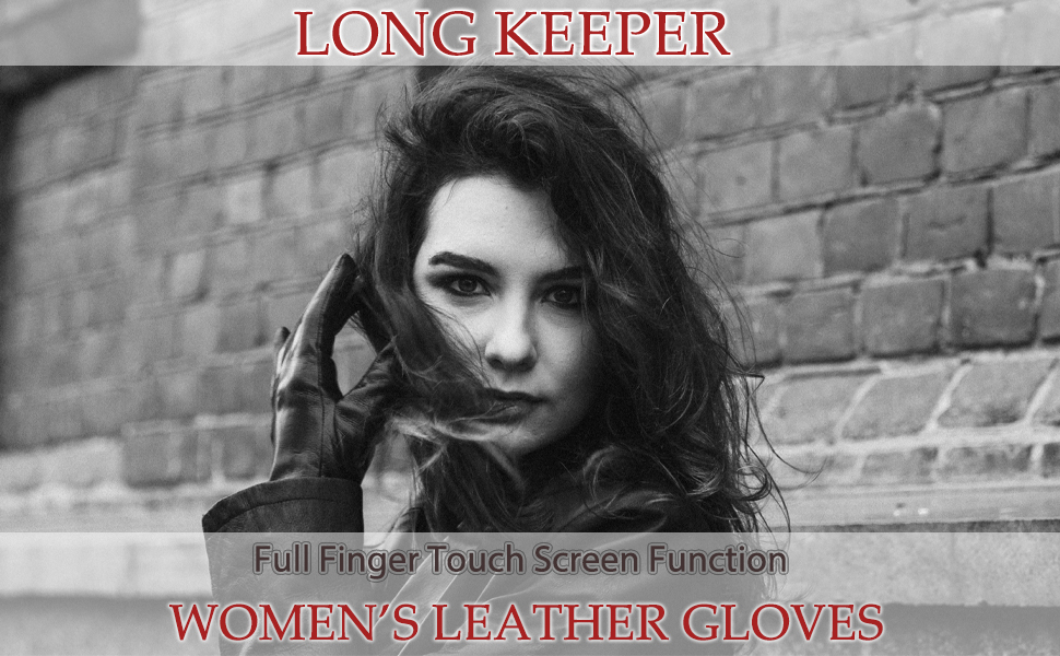 women elegant touchscreen leather gloves