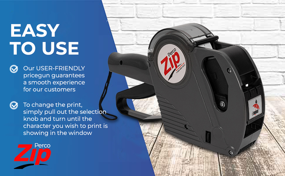 Perco Zip 1 Line Price Gun Kit with Labels Includes