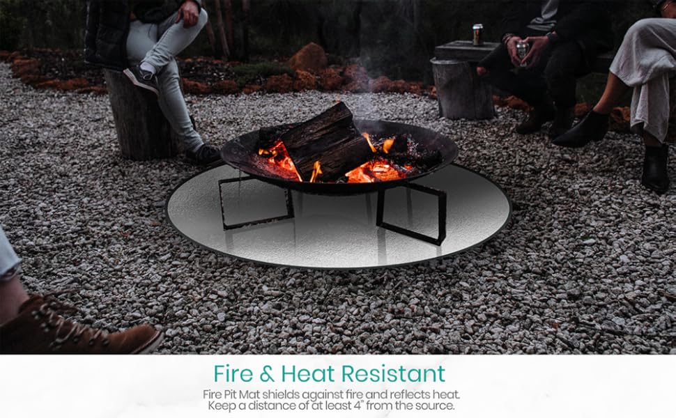 Fire Pit Mat Round Fireproof Mat for Under Fire Pit
