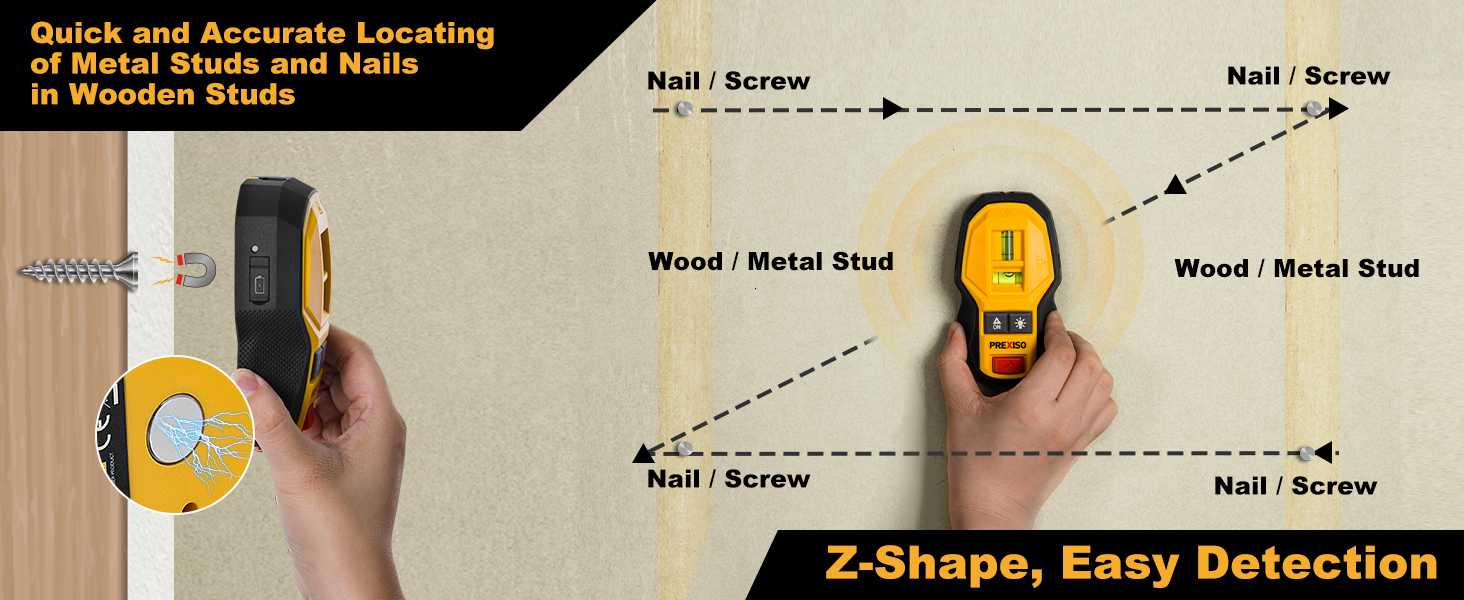 Rechargeable Magnetic Stud Finder with Cross-Line Laser Level