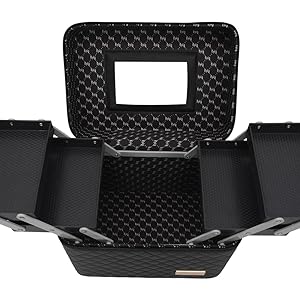Store2508 Professional Beauty Make Up Case Nail Cosmetic Box Vanity Case (28 * 23 * 19 Cm) (Black)