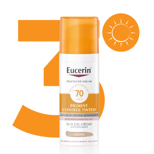 O Eucerin Pigment Control Tinted Médio FPS 60 protege e reduz as manchas efetivamente.