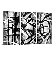sechars Abstract Line Canvas Wall Art Black White Line Paintings Prints Modern Minimalist Decorat...