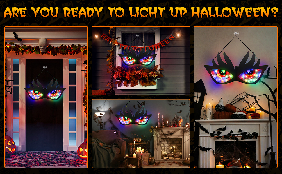 Extra Large 22" Halloween Decorations Spooky Eyes Window