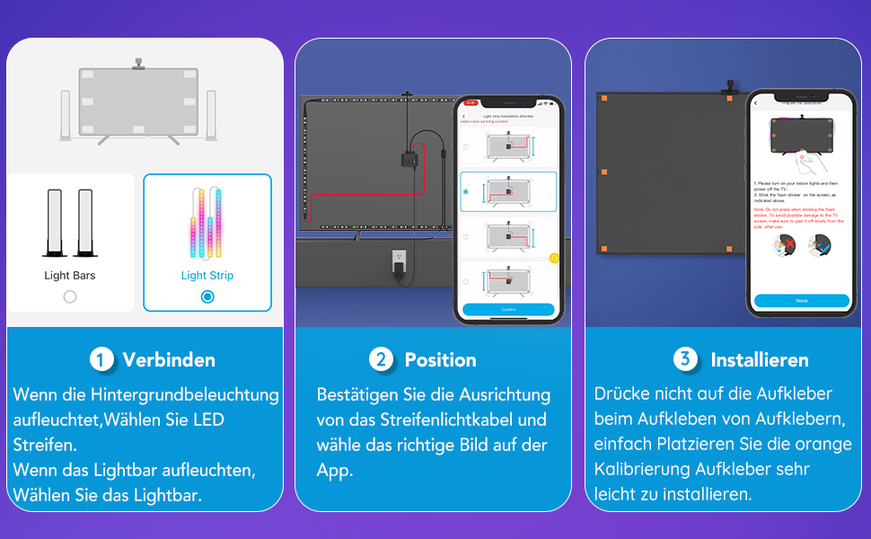Govee DreamView T1 Pro TV Hintergrundbeleuchtung mit Kamera und Smart LED Lightbar, LED Strip